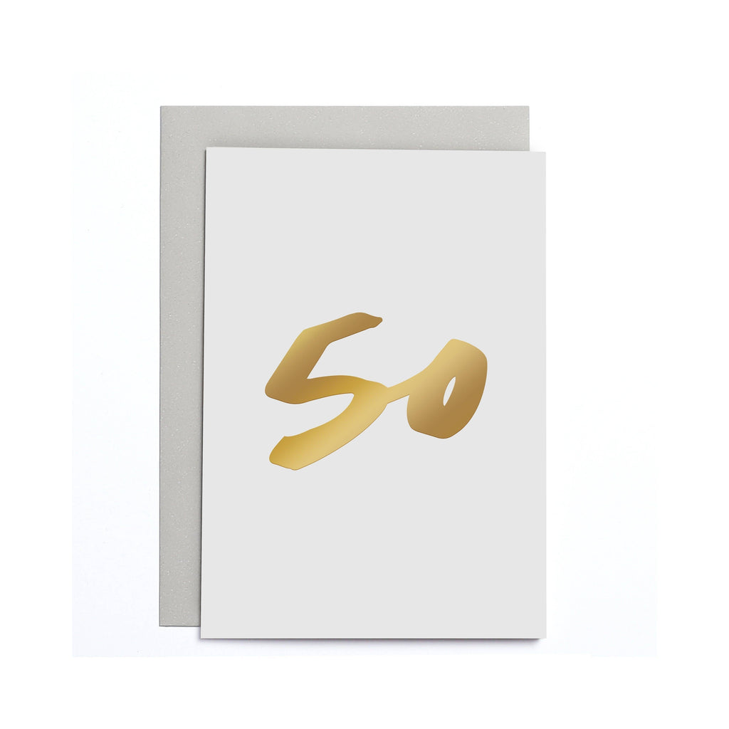 50th Birthday Small Card - Stylish Age Greeting Card 90 x 120 mm