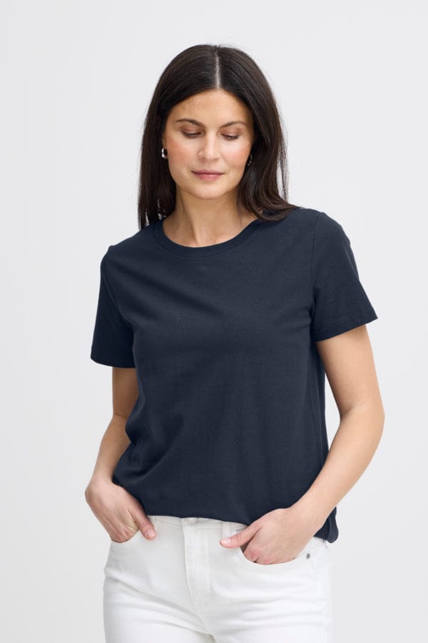 Fransa Cotton T-Shirt Navy