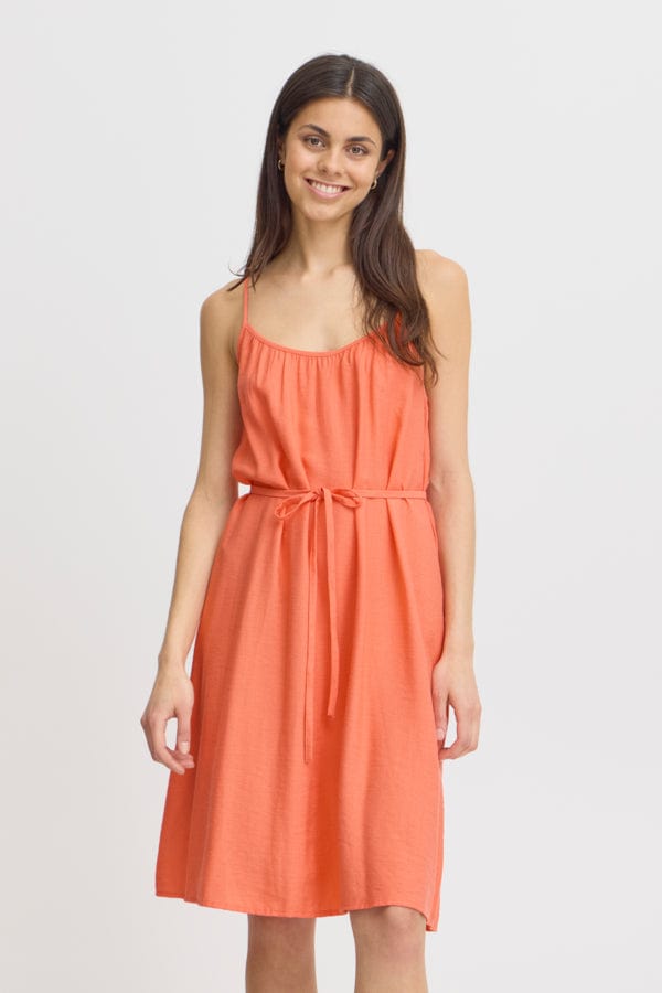 Fransa Strappy Summer Dress Coral
