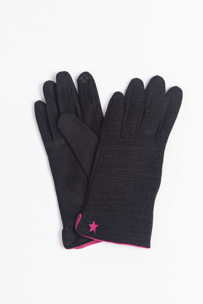 Sarta - Black Fuchsia Star Trim Gloves