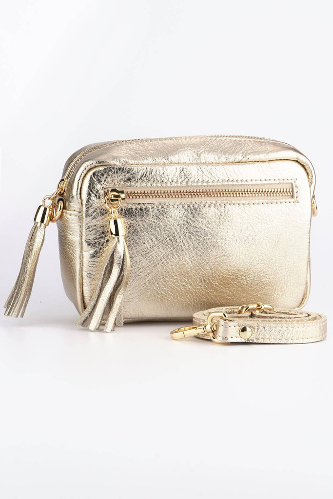 Sarta - Genuine Italian Leather Crossbody Bag in Gold - One-size One-size