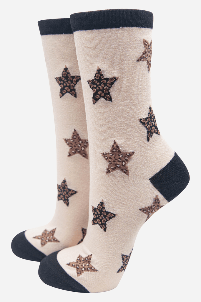 Sock Talk - Women's Star Neutral Animal Print Ankle Socks