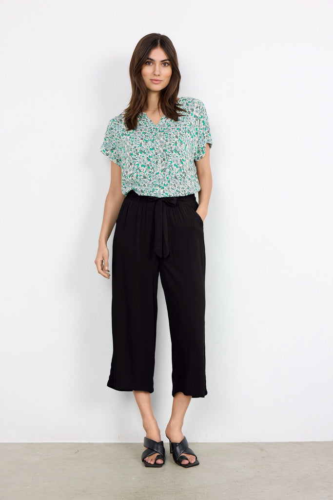 Soya Concept Wide Leg Cropped Trousers Black
