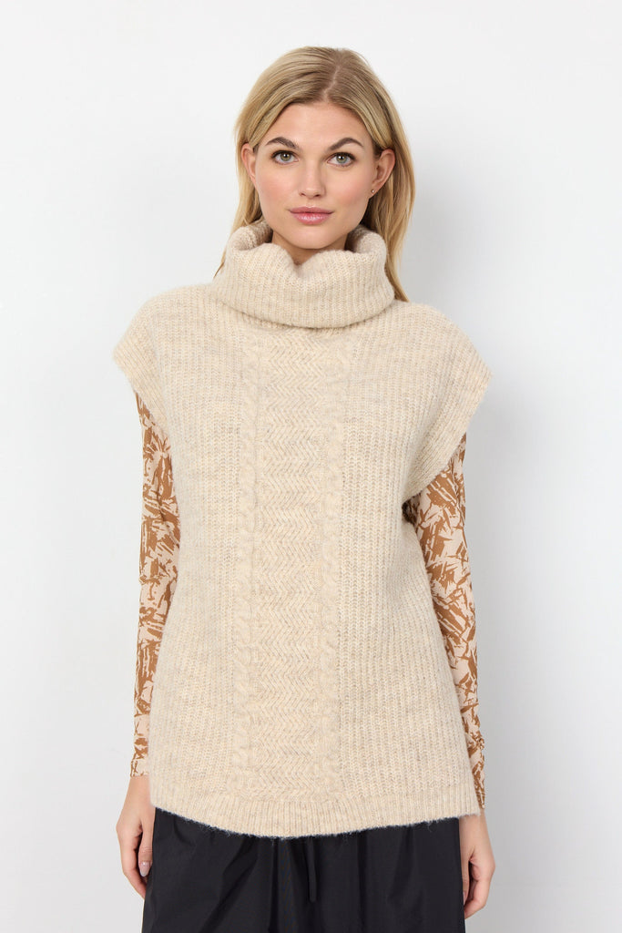 Soya Concept Ribbed Poncho Oatmeal One size