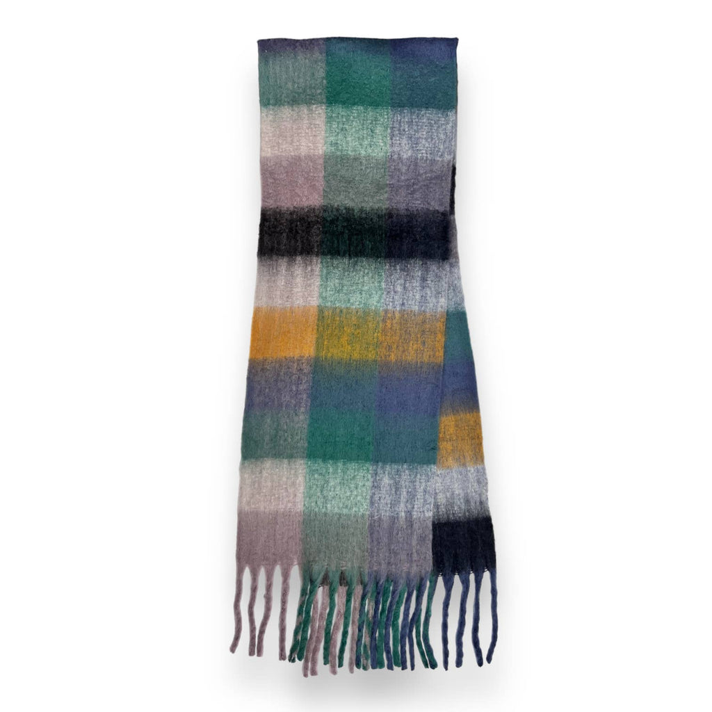 16 Colours Soft check blanked scarf finished with tassels Festive