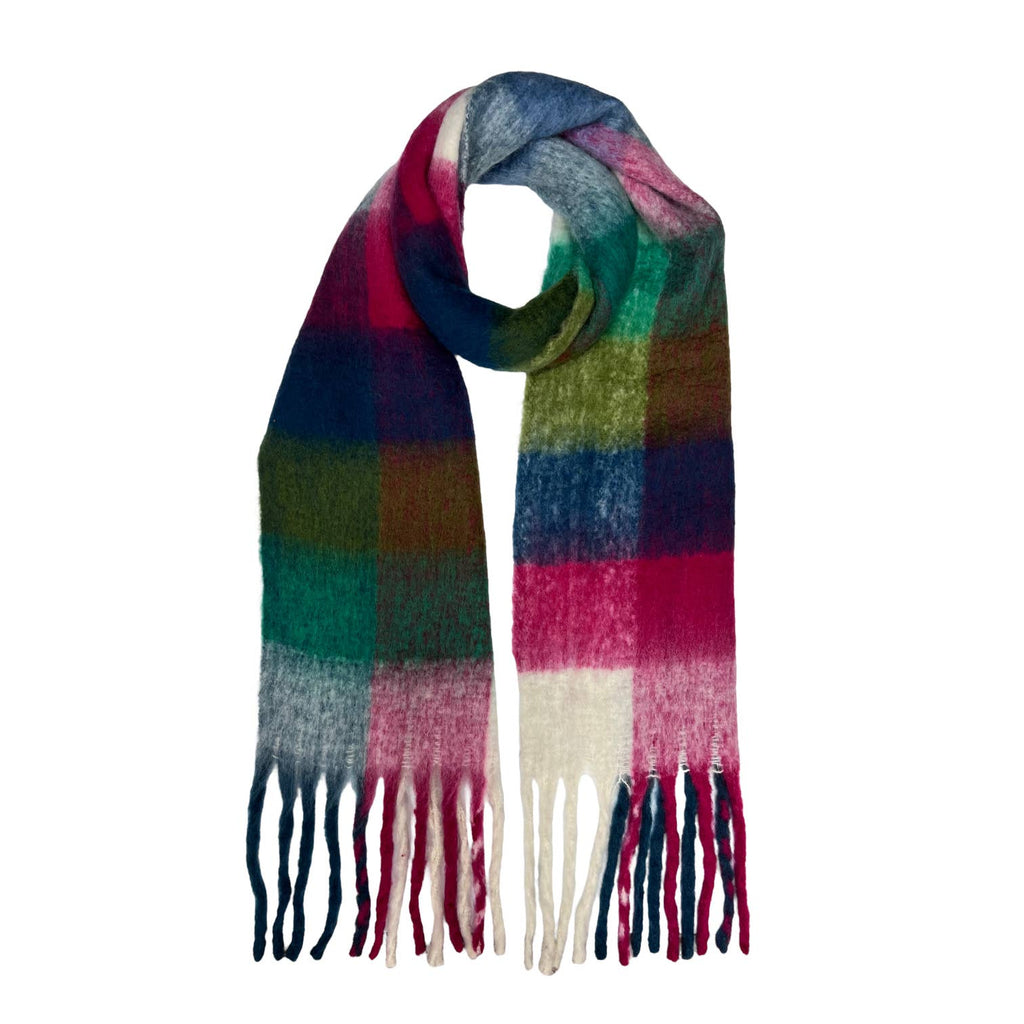 16 Colours Soft check blanked scarf finished with tassels Festive