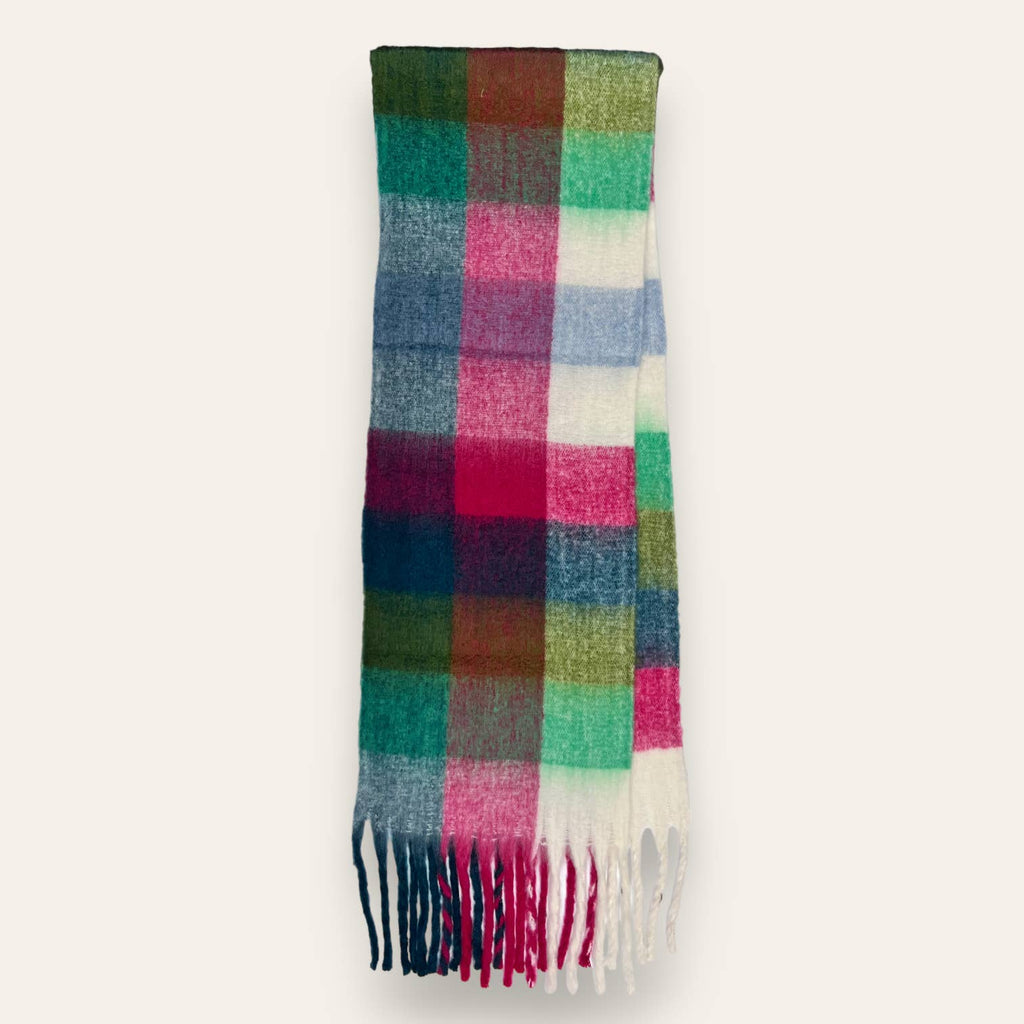 16 Colours Soft check blanked scarf finished with tassels Festive