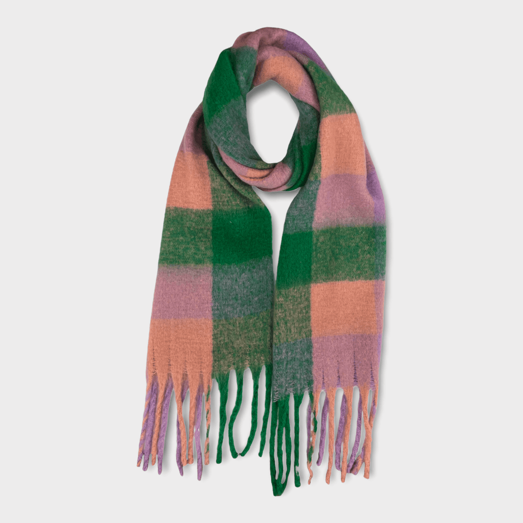 16 Colours Soft check blanked scarf finished with tassels Festive