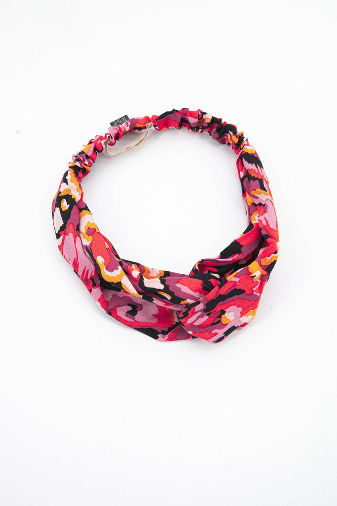 Abstract Print Headband Black Fuchsia One-size