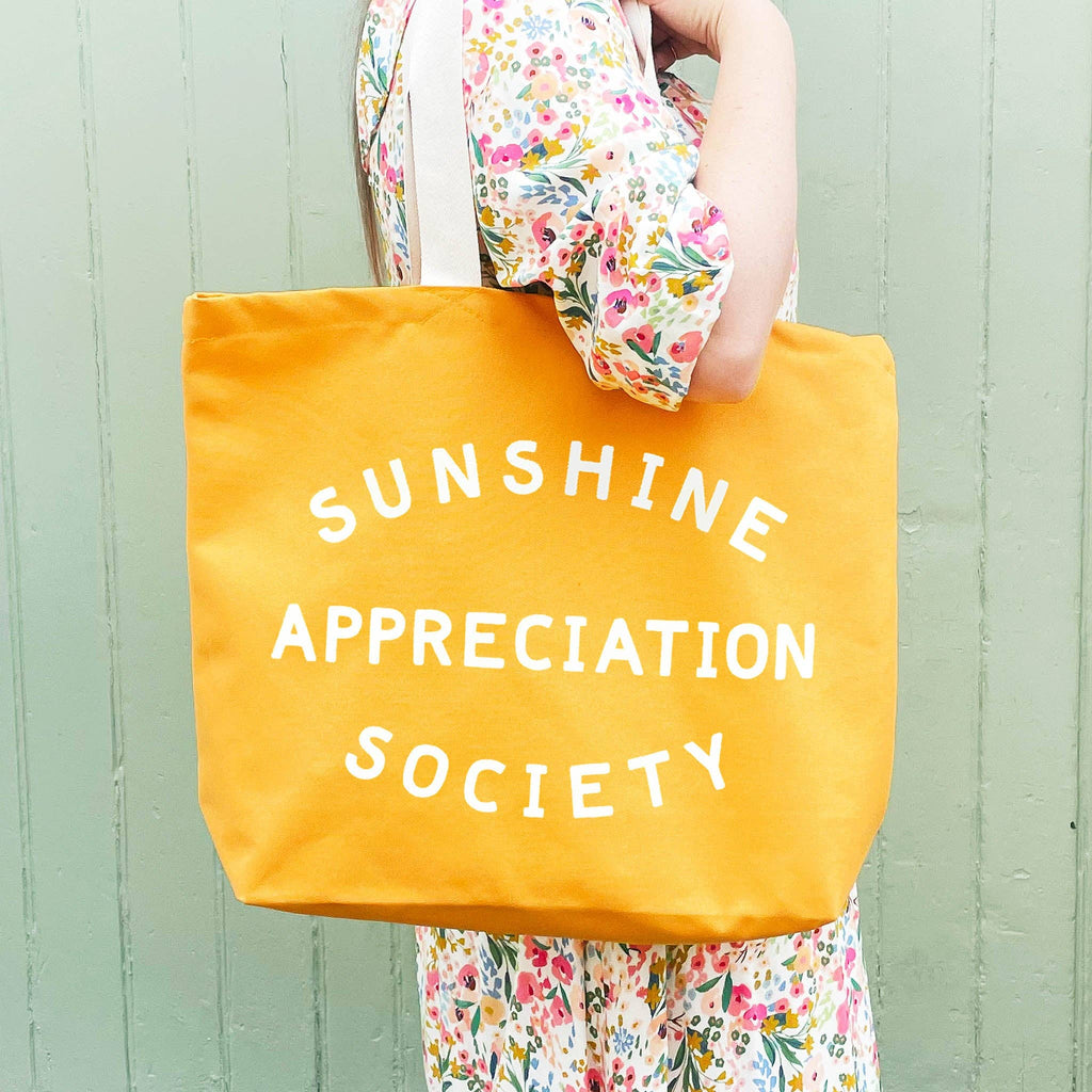 Alphabet Bags - Sunshine Appreciation Society - Yellow Canvas Tote Bag