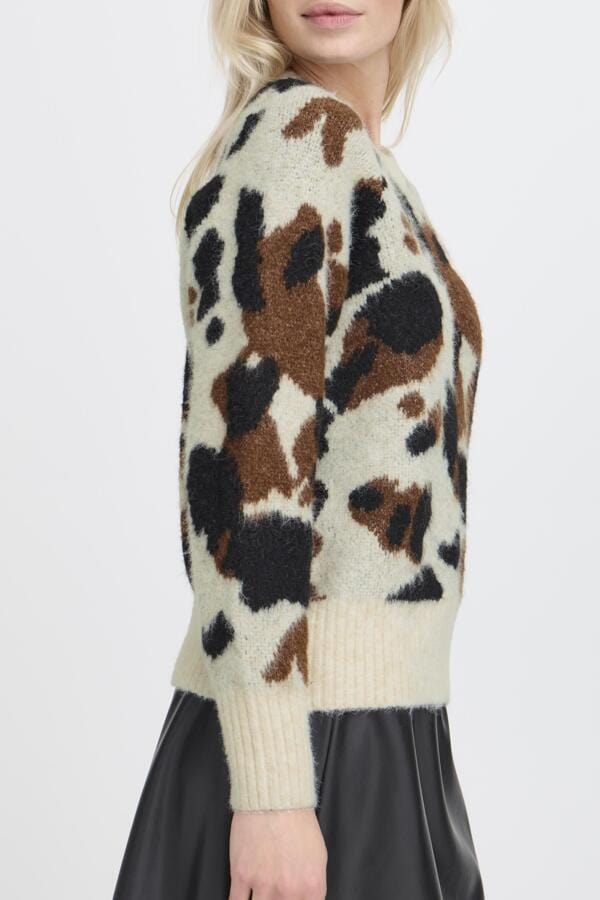 b young Cow Print Jumper Multi