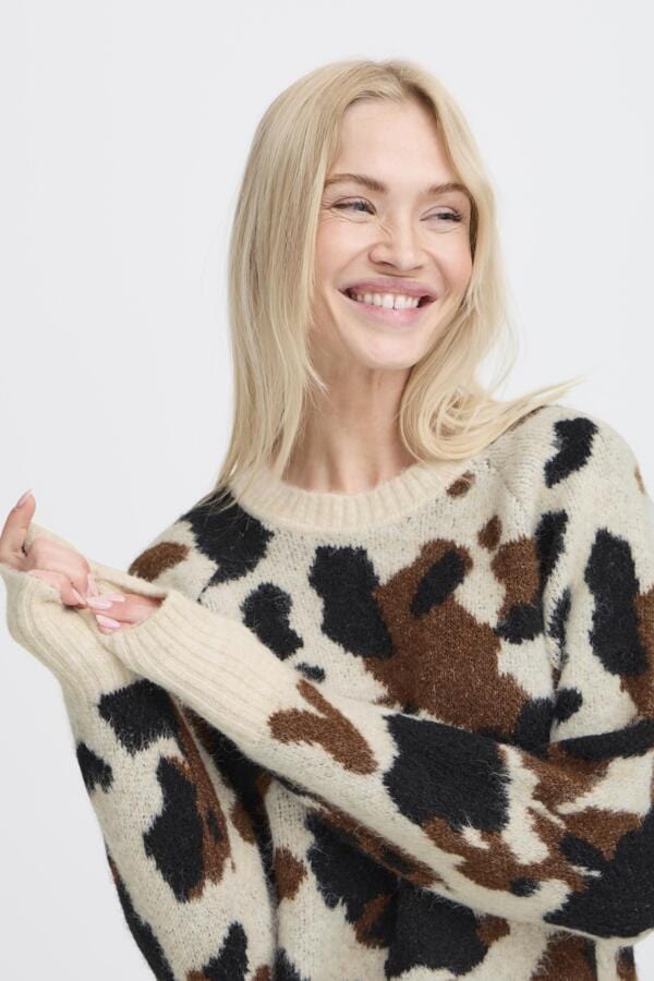 b young Cow Print Jumper Multi
