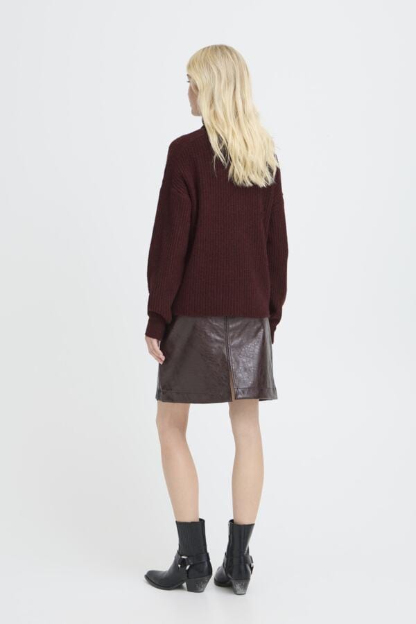 b young Cow Roll Neck Jumper Plum
