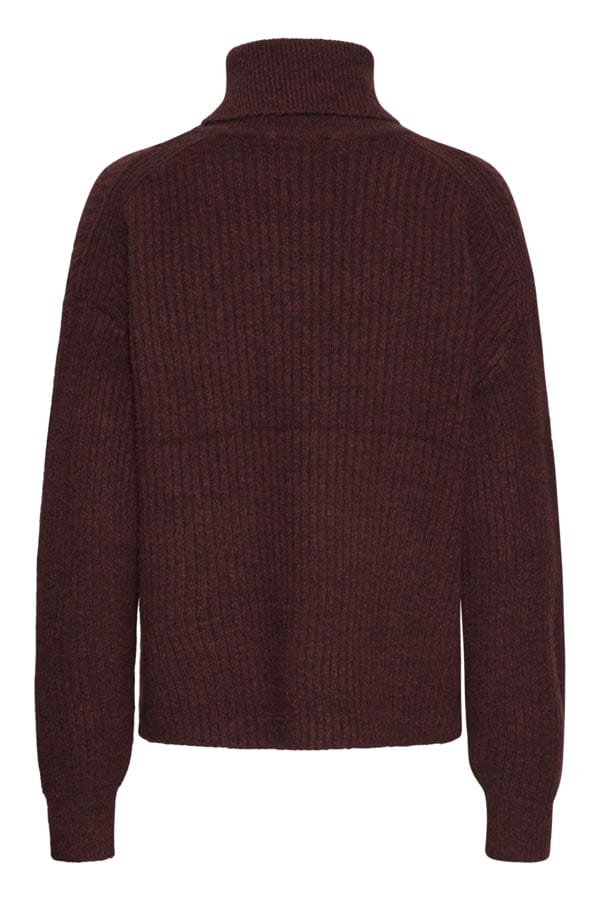 b young Cow Roll Neck Jumper Plum