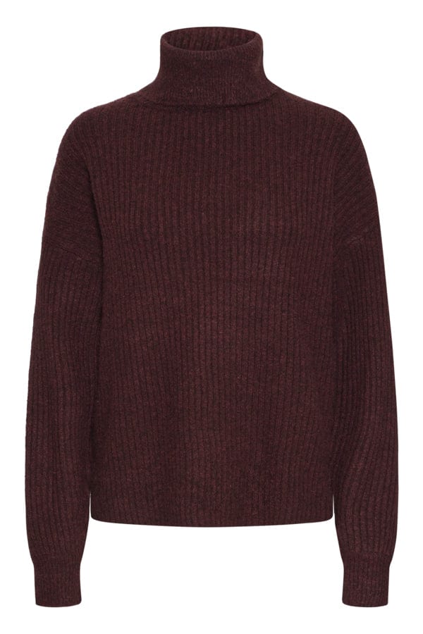 b young Cow Roll Neck Jumper Plum