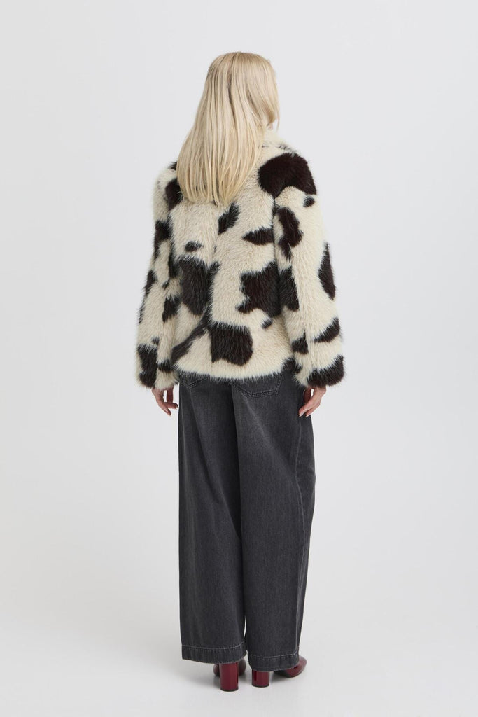 b young Printed Faux Fur Coat