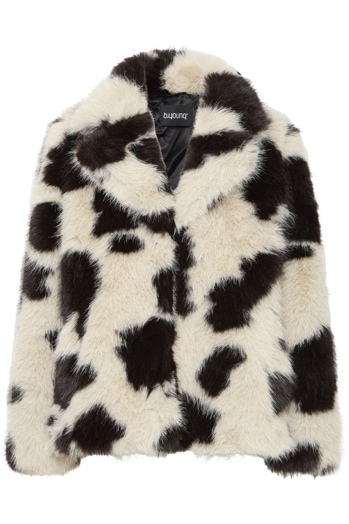 b young Printed Faux Fur Coat