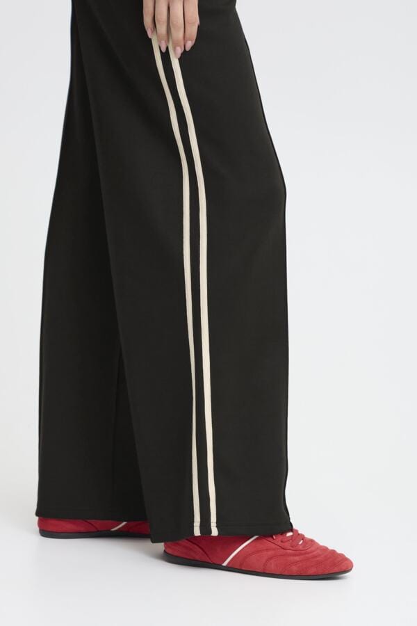 b young Relaxed Side Stripe Trousers Black White