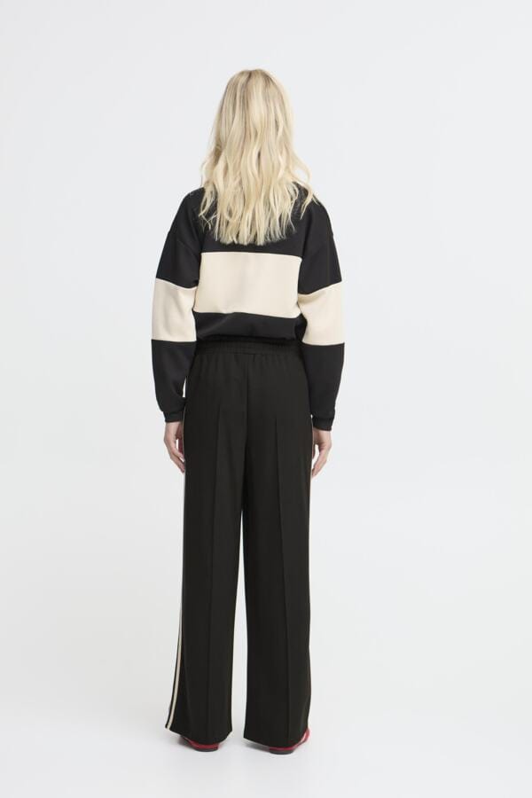 b young Relaxed Side Stripe Trousers Black White