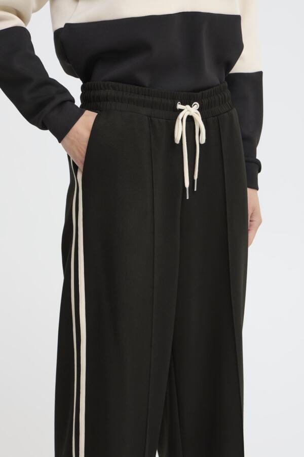 b young Relaxed Side Stripe Trousers Black White