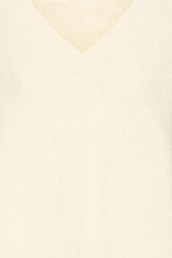 b young Relaxed V Neck Jumper Cream