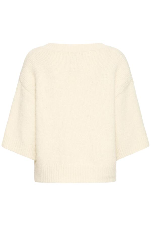 b young Relaxed V Neck Jumper Cream
