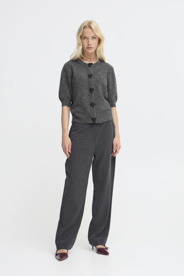 b young Short Sleeved Cardigan Dark Grey