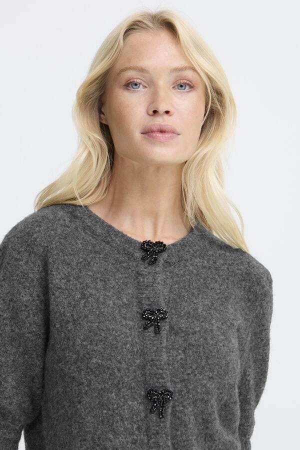 b young Short Sleeved Cardigan Dark Grey