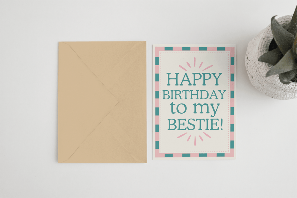 Blue Iris Designs Co - Happy Birthday to my bestie A6/5x7 card Card Clasp (Plastic Free) / A6