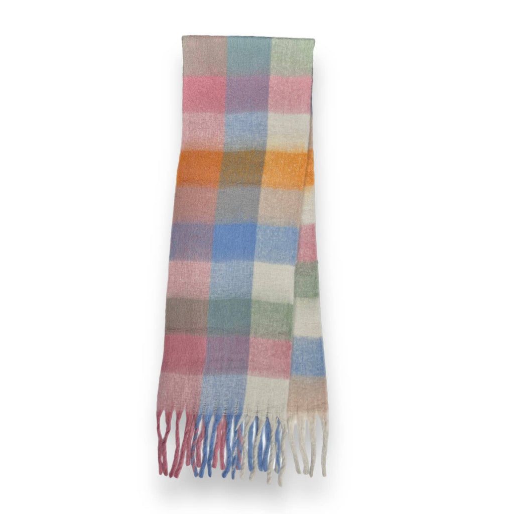 Check Tassle Scarf Brights