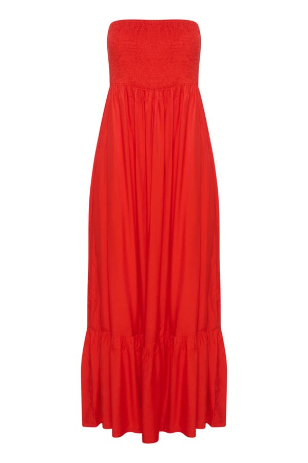 Culture Bandeau Maxi Dress Red