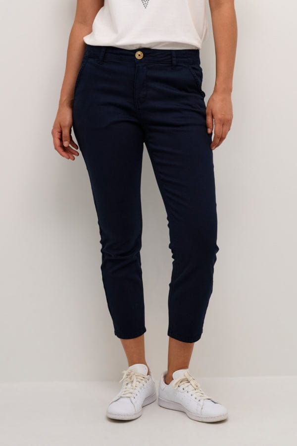 Culture Cotton Chino Trousers Navy Blue