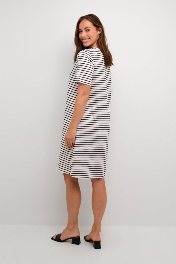 Culture Cotton Stripe T Shirt Dress Navy White