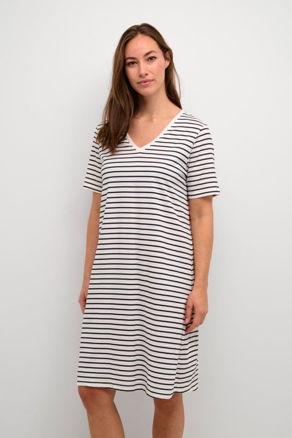 Culture Cotton Stripe T Shirt Dress Navy White