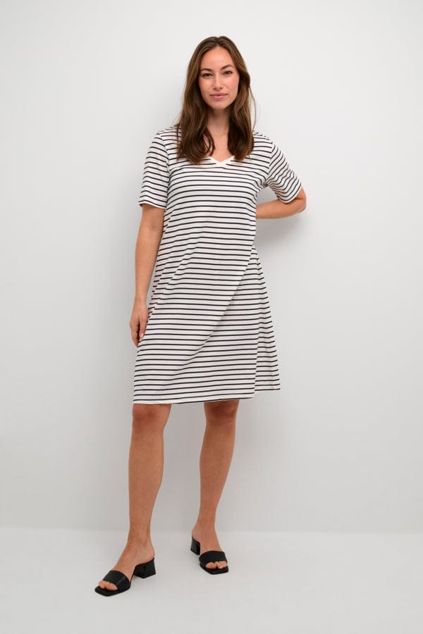 Culture Cotton Stripe T Shirt Dress Navy White