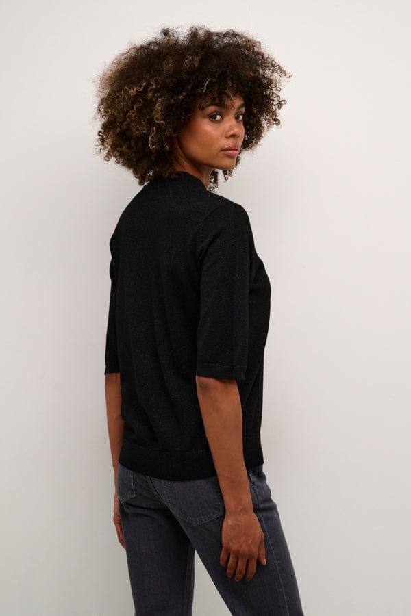 Culture Fine Knit Sparkly Top Black