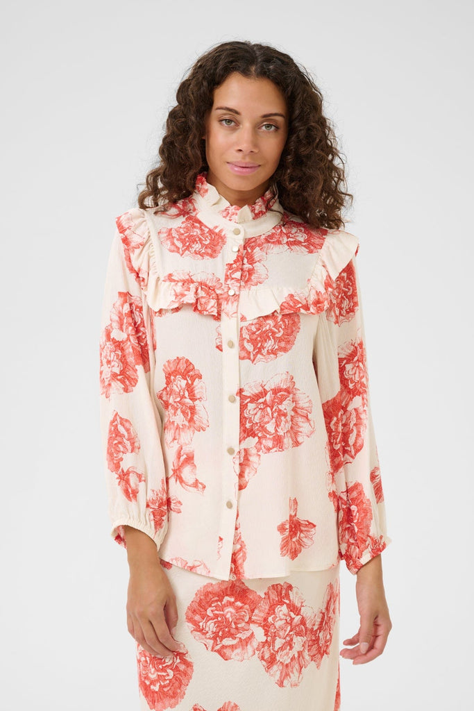 Culture Floral Blouse Red Ivory