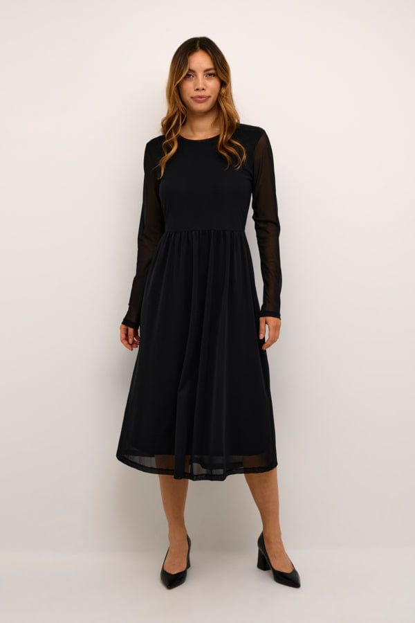 Culture Mesh Sleeve Midi Dress Black – Very Stylish Girl