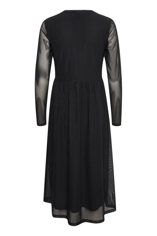 Culture Mesh Sleeve Midi Dress Black