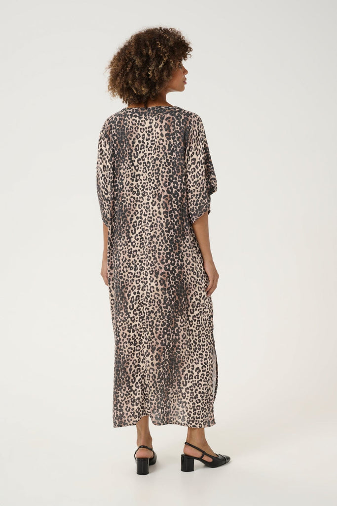 Culture Relaxed Cocoon Cotton Dress Leopard