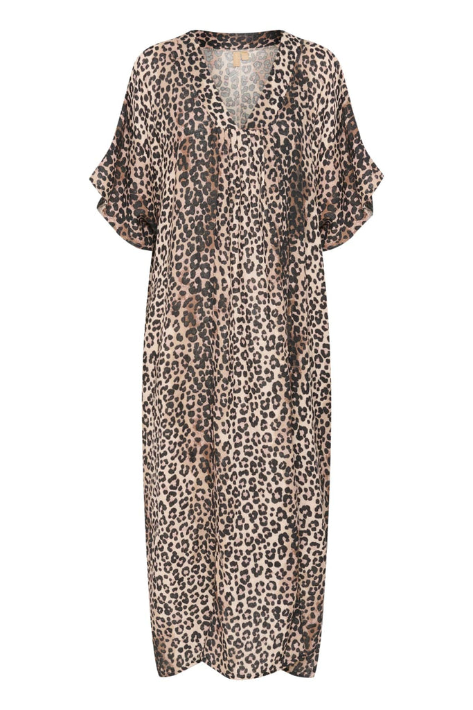 Culture Relaxed Cocoon Cotton Dress Leopard