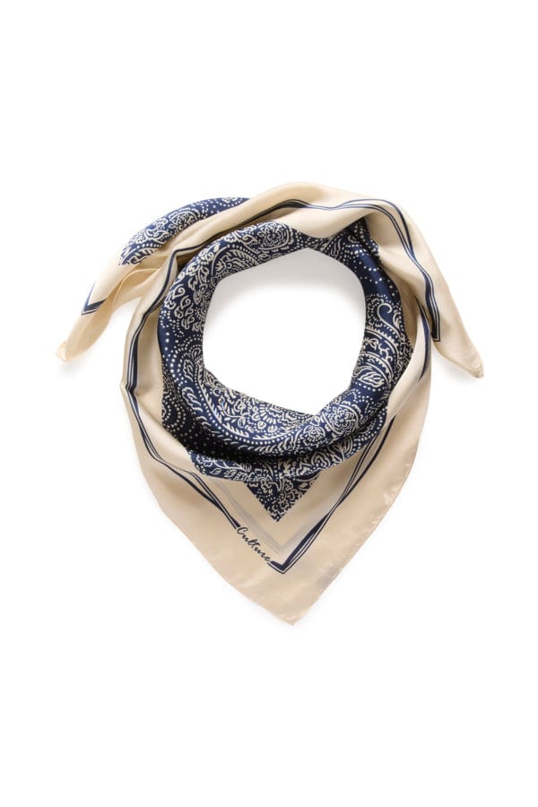 Culture Square Neck Scarf Navy Ivory