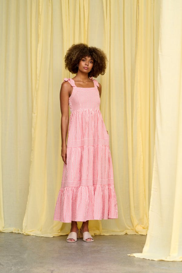 Culture Stripe Cotton Maxi Dress Red White