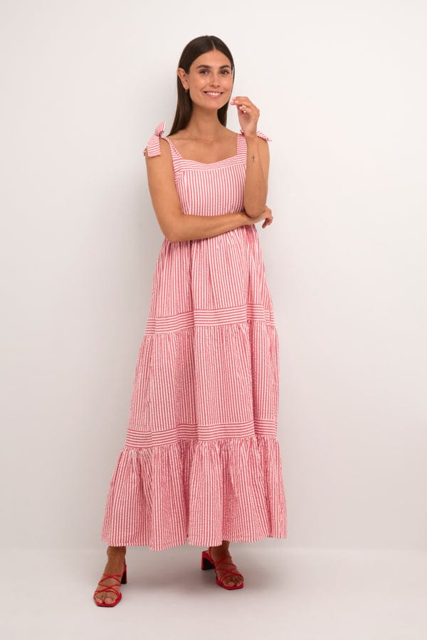 Culture Stripe Cotton Maxi Dress Red White