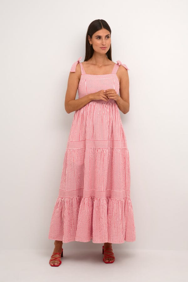 Culture Stripe Cotton Maxi Dress Red White
