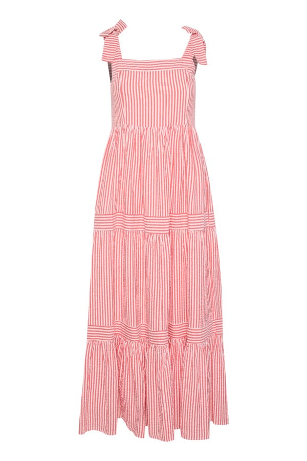 Culture Stripe Cotton Maxi Dress Red White