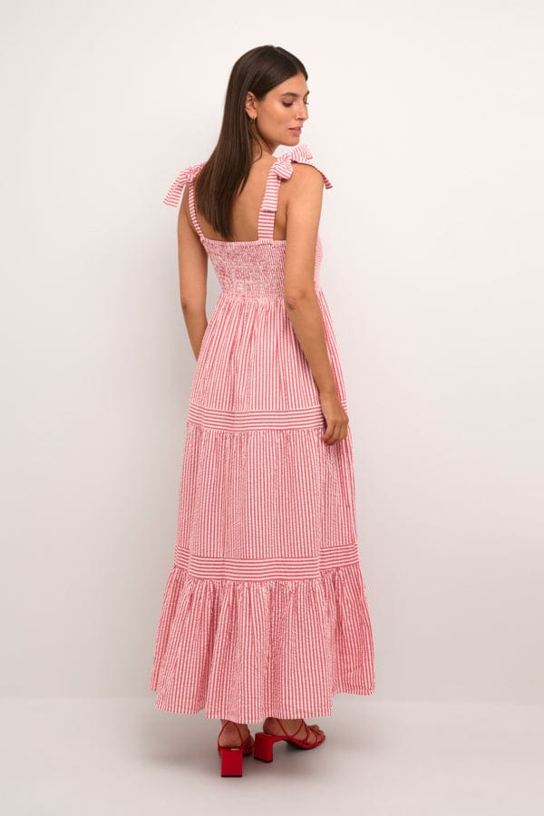 Stripe ruffle cotton maxi dress clearance