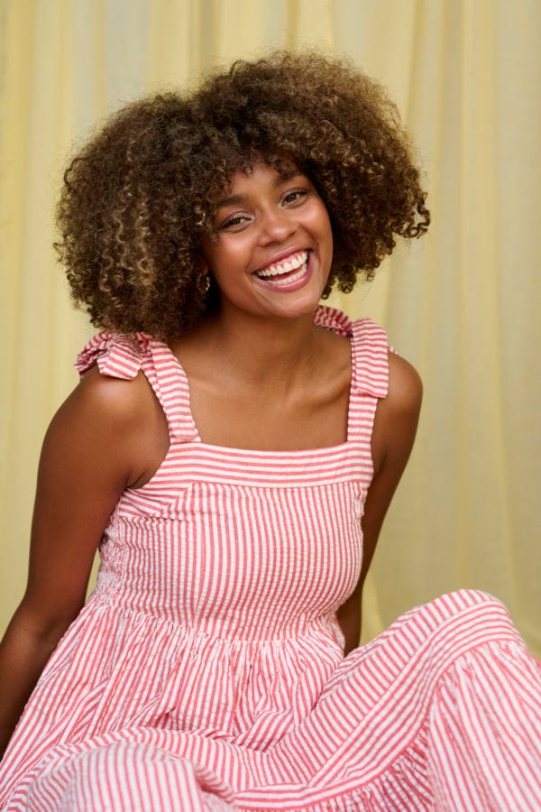 Culture Stripe Cotton Maxi Dress Red White Very Stylish Girl