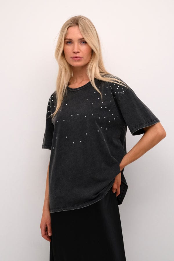 Culture Studded T Shirt Washed Grey