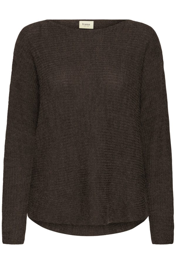 Fransa Batwing Ribbed Jumper Deep Brown